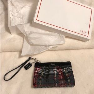 NWOT Plaid Coach Wristlet